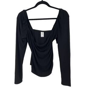 Abound top faux wrap long sleeve black Small S